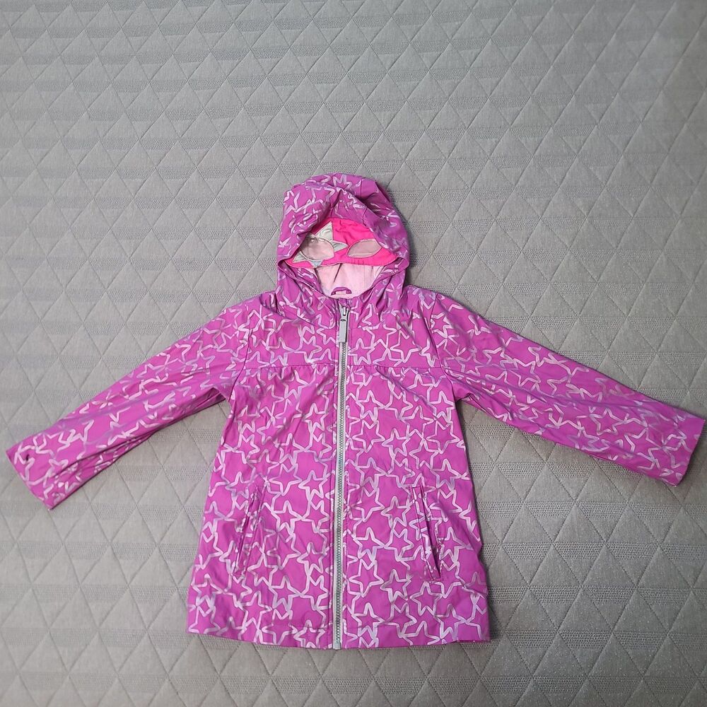 Cat & Jack Girls 5T Purple Pink Raincoat With Star Mask Pockets